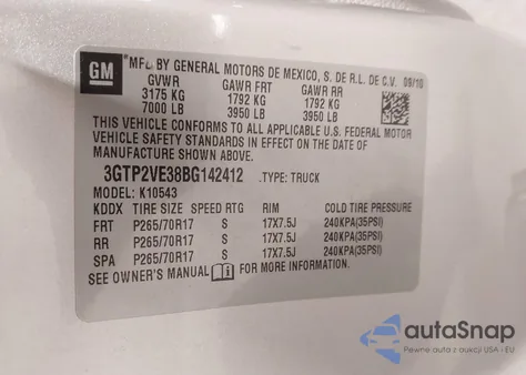 2011 GMC Sierra 1500 Sle z USA, uszkodzony, nr VIN 3GTP2VE38BG142412